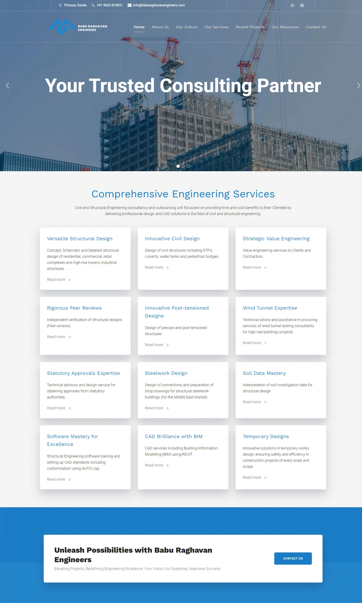 construction company website developemt